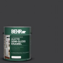 BEHR 1-gal. #AE-54 Molten Black Semi-Gloss Enamel Alkyd Interior/Exterior Paint - 393001