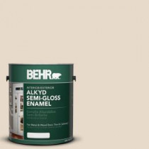 BEHR 1-gal. #AE-13 Baja White Semi-Gloss Enamel Alkyd Interior/Exterior Paint - 390001
