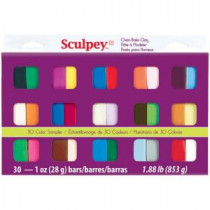 Sculpey 1 oz. Polymer Clay Assorted Colors Sampler (30-Pack) - S3301