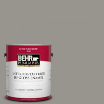 BEHR Premium Plus 1-gal. #N360-4 Battleship Gray Hi-Gloss Enamel Interior/Exterior Paint - 840001