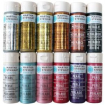 Martha Stewart Crafts 2 oz. 12-Color Multi-Surface Glitter Acrylic Craft Paint Set - PROMOMET/PRL