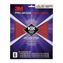 3M Pro Grade Precision 9 in. x 11 in. 80, 150, 220 Assorted Grits Advanced Sanding Sheets (6-Pack) - 26000PGP-6