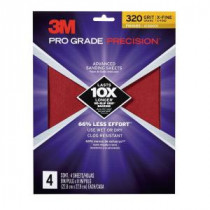 3M Pro Grade Precision 9 in. x 11 in. 320 Grit X-Fine Advanced Sanding Sheets (4-Pack) (Case of 20) - 26320PGP-4