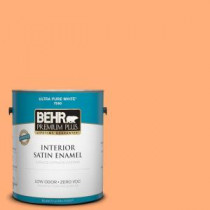 BEHR Premium Plus 1-gal. #260B-5 Cantaloupe Slice Zero VOC Satin Enamel Interior Paint - 740001