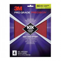 3M Pro Grade Precision 9 in. x 11 in. 80 Grit Coarse Advanced Sanding Sheets (4-Pack) (Case of 20) - 26080PGP-4