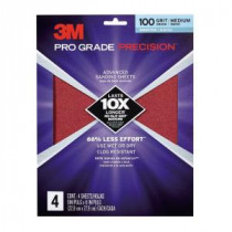 3M Pro Grade Precision 9 in. x 11 in. 100 Grit Medium Advanced Sanding Sheets (4-Pack) - 26100PGP-4