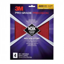 3M Pro Grade Precision 9 in. x 11 in. 400 Grit X-Fine Advanced Sanding Sheets (4-Pack) (Case of 20) - 26400PGP-4
