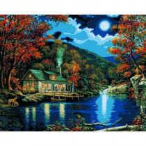 Plaid Paint by Number 16 in. x 20 in. 22-Color Kit Lakeside Cabin Paint by Number - 21690