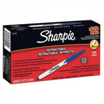 Sharpie Blue Retractable Fine Point Permanent Marker (Box of 12) - 32703