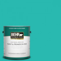 BEHR Premium Plus 1-gal. #P450-5 Island Aqua Semi-Gloss Enamel Interior Paint - 340001