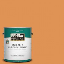 BEHR Premium Plus 1-gal. #270D-6 Pumpkin Toast Zero VOC Semi-Gloss Enamel Interior Paint - 330001
