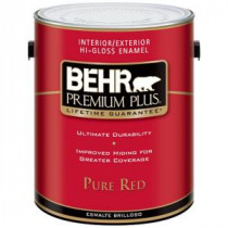 BEHR Premium Plus 1-gal. Pure Red Hi-Gloss Enamel Interior/Exterior Paint - 861001